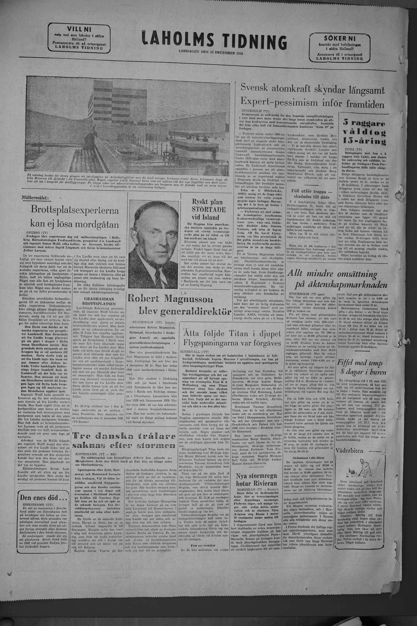 Laholms Tidning Lördag 12 december 1959, sida 8