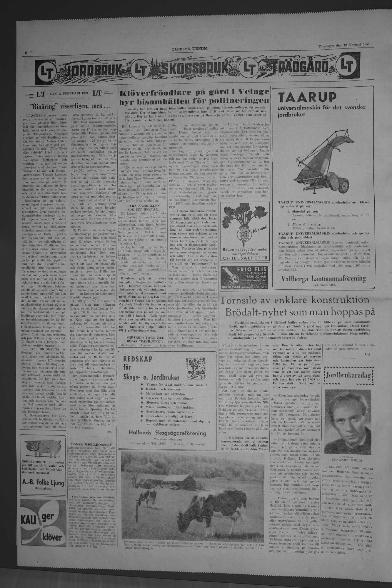 Laholms Tidning Torsdag 12 februari 1959, sida 4