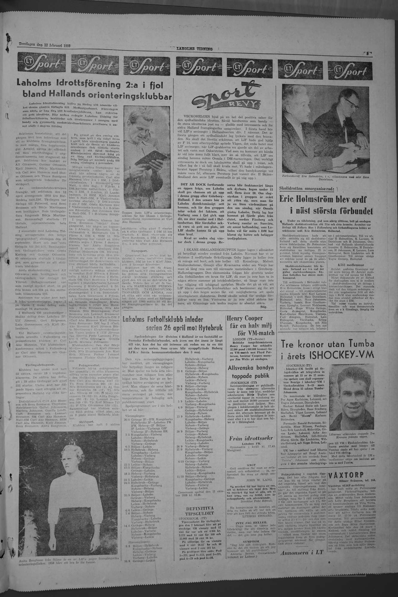 Laholms Tidning Torsdag 12 februari 1959, sida 5