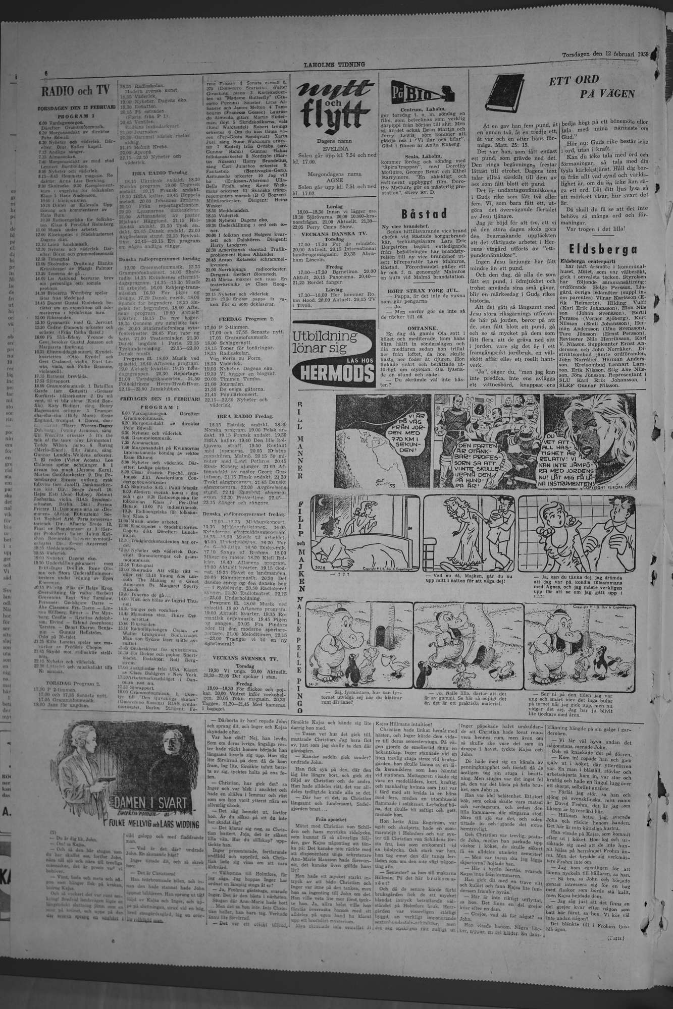 Laholms Tidning Torsdag 12 februari 1959, sida 6