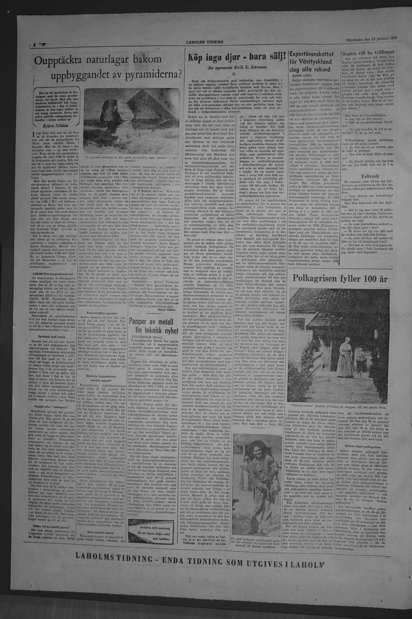 Laholms Tidning Måndag 12 januari 1959, sida 4