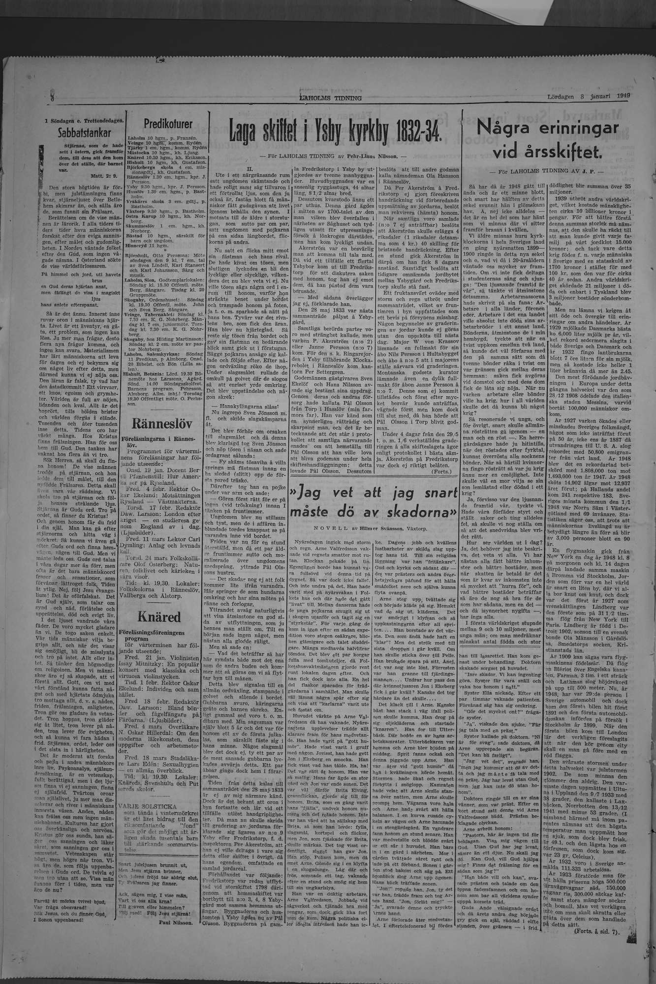 Laholms Tidning Lördag 8 januari 1949, sida 6