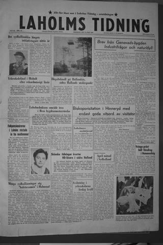 Förstasidan, Tisdag 12 maj 1959