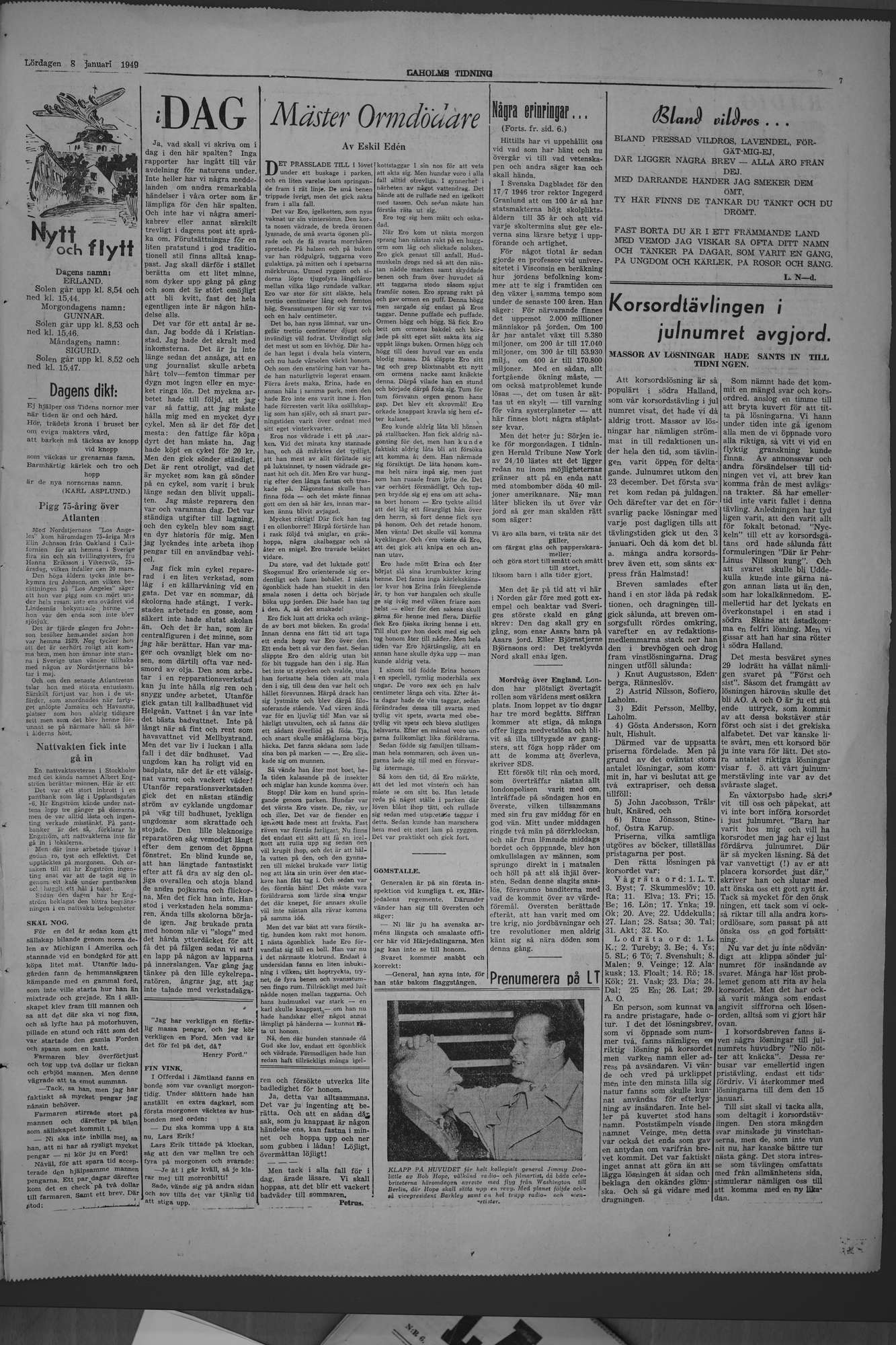 Laholms Tidning Lördag 8 januari 1949, sida 7