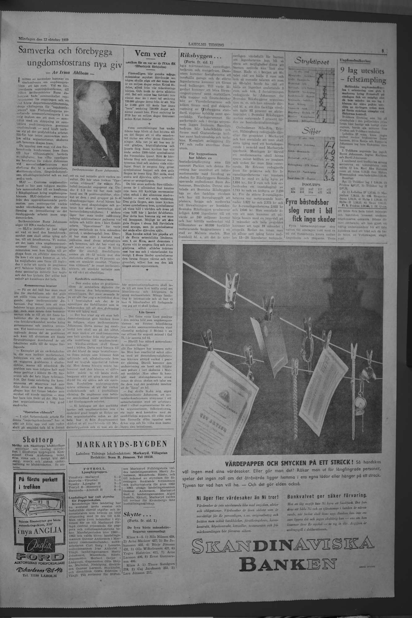 Laholms Tidning Måndag 12 oktober 1959, sida 3
