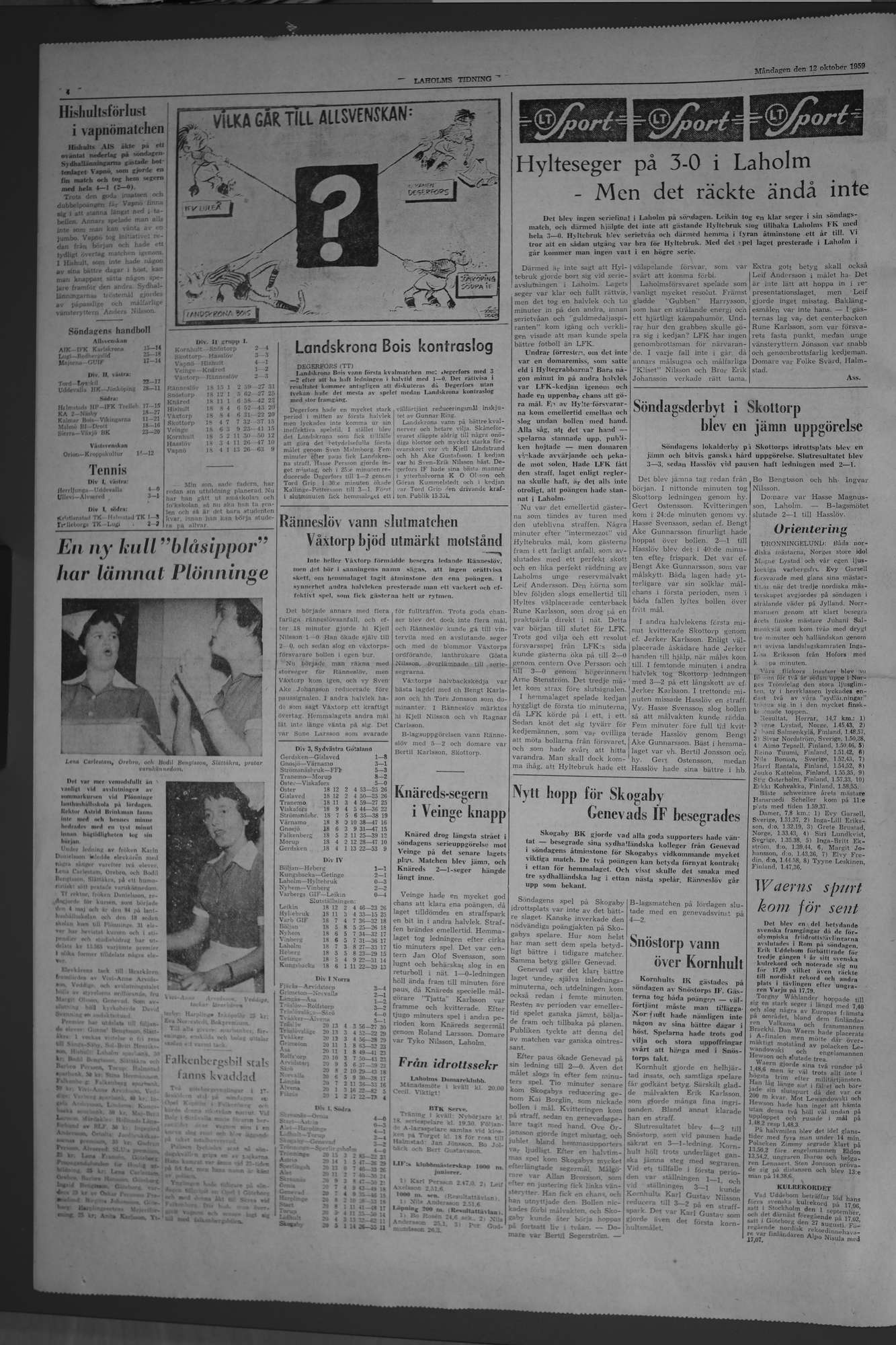 Laholms Tidning Måndag 12 oktober 1959, sida 4