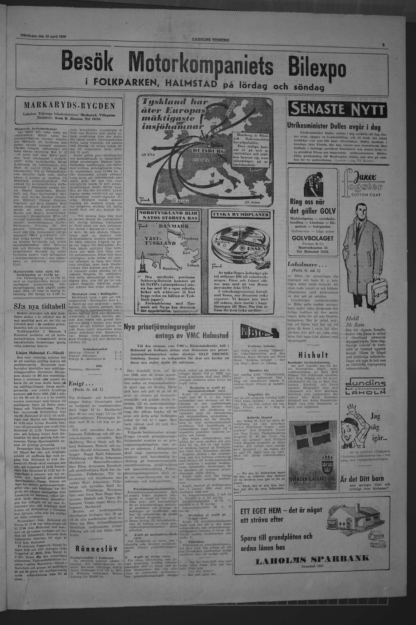 Laholms Tidning Måndag 13 april 1959, sida 3