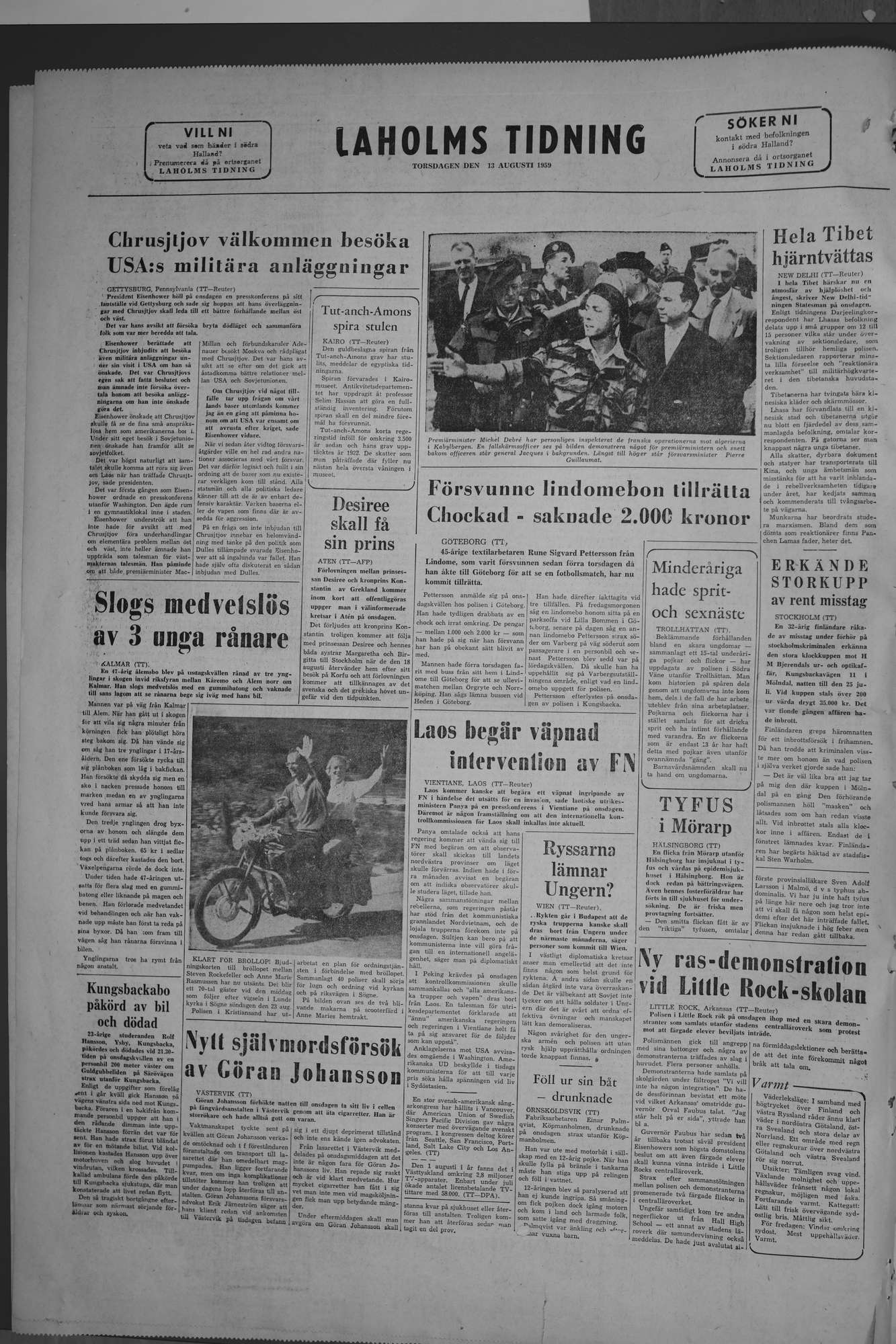 Laholms Tidning Torsdag 13 augusti 1959, sida 8