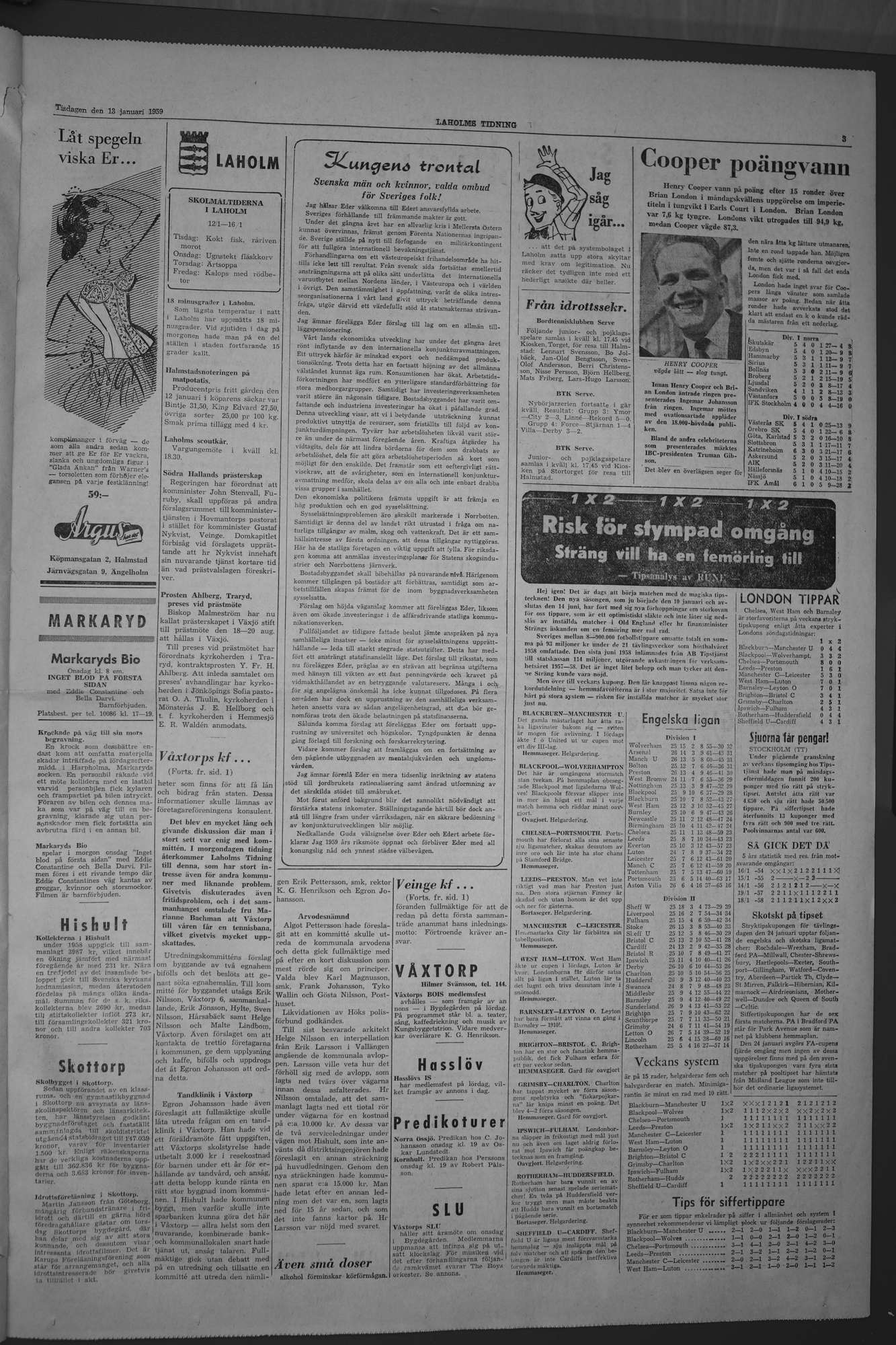 Laholms Tidning Tisdag 13 januari 1959, sida 3
