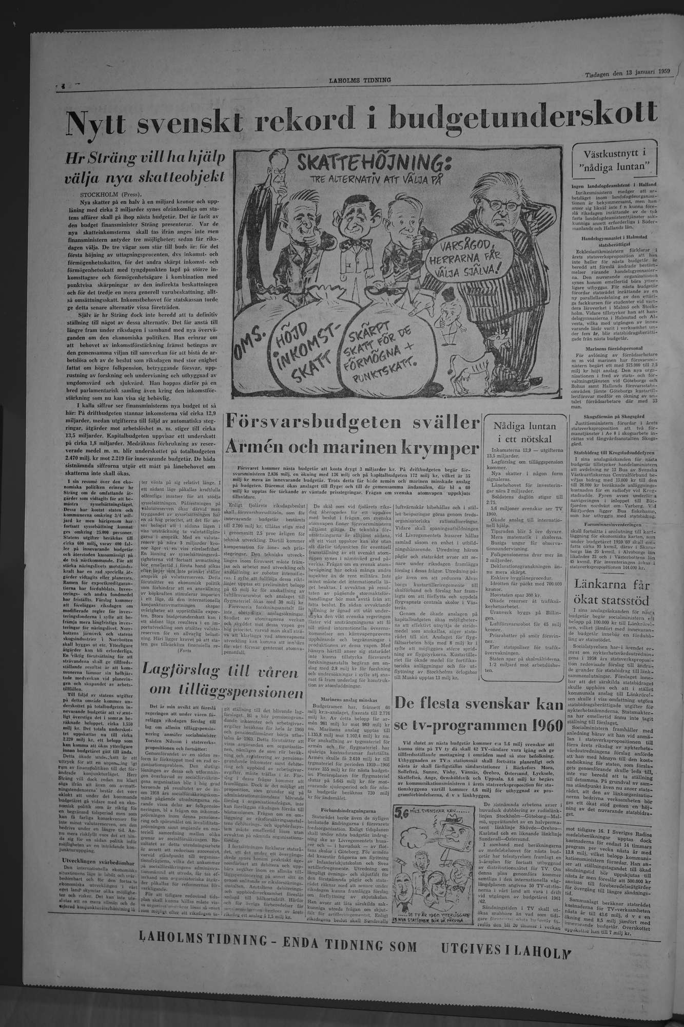 Laholms Tidning Tisdag 13 januari 1959, sida 4