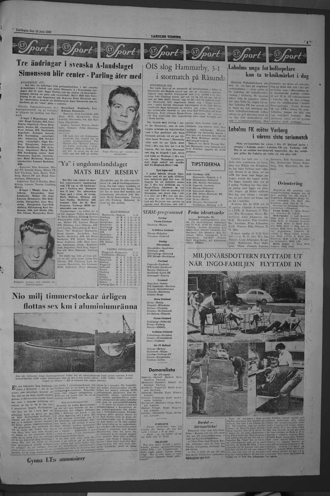 Laholms Tidning Lördag 13 juni 1959, sida 5