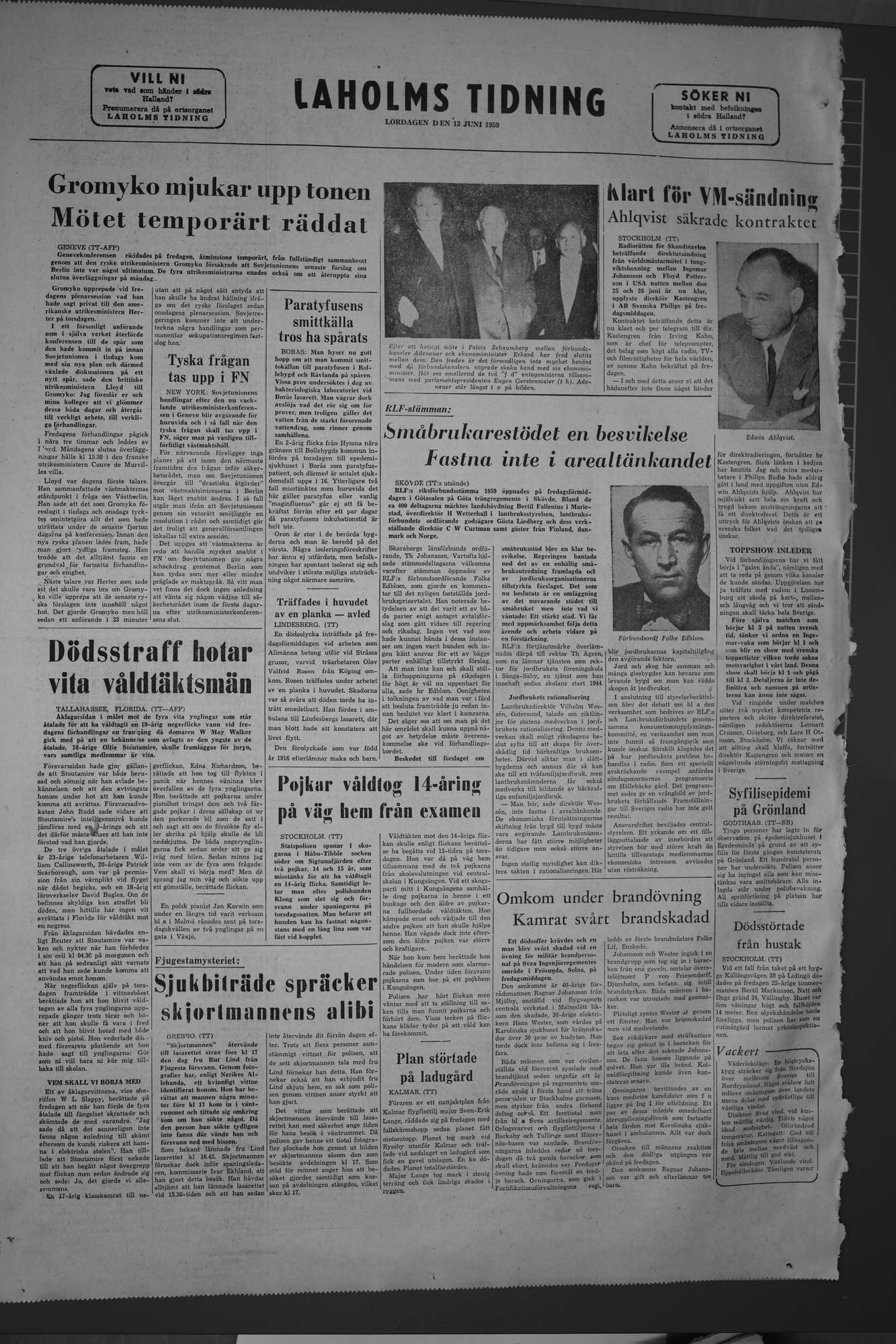 Laholms Tidning Lördag 13 juni 1959, sida 8