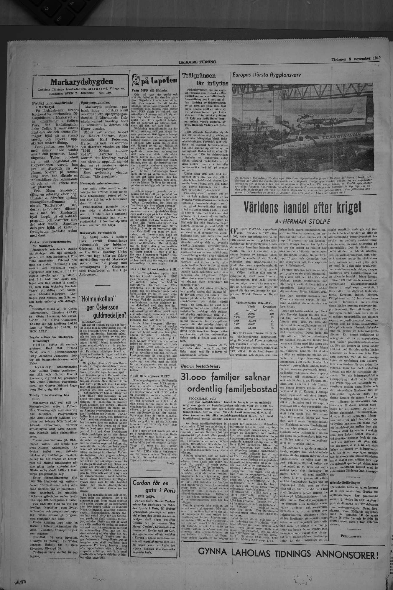 Laholms Tidning Tisdag 8 november 1949, sida 4