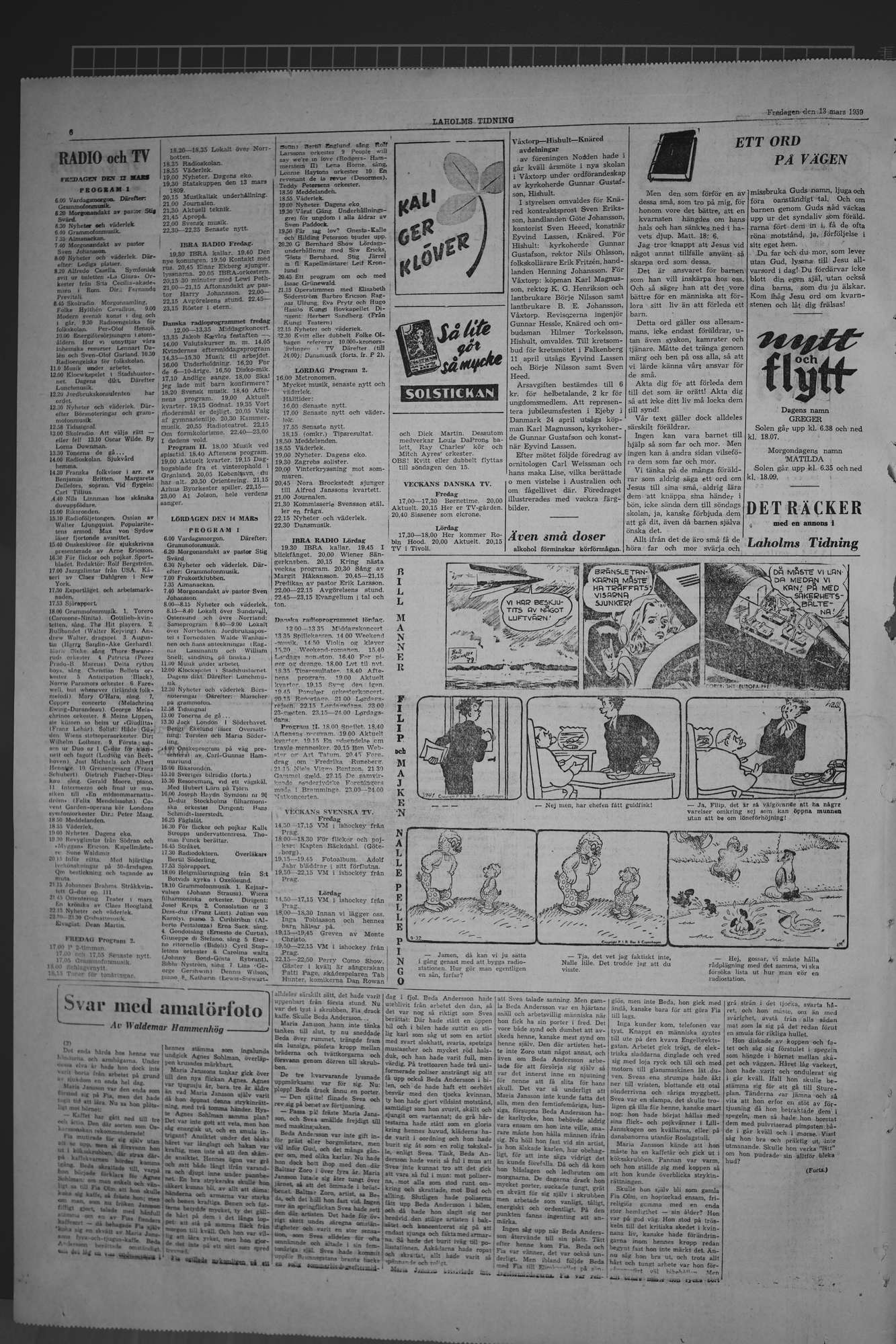 Laholms Tidning Fredag 13 mars 1959, sida 6