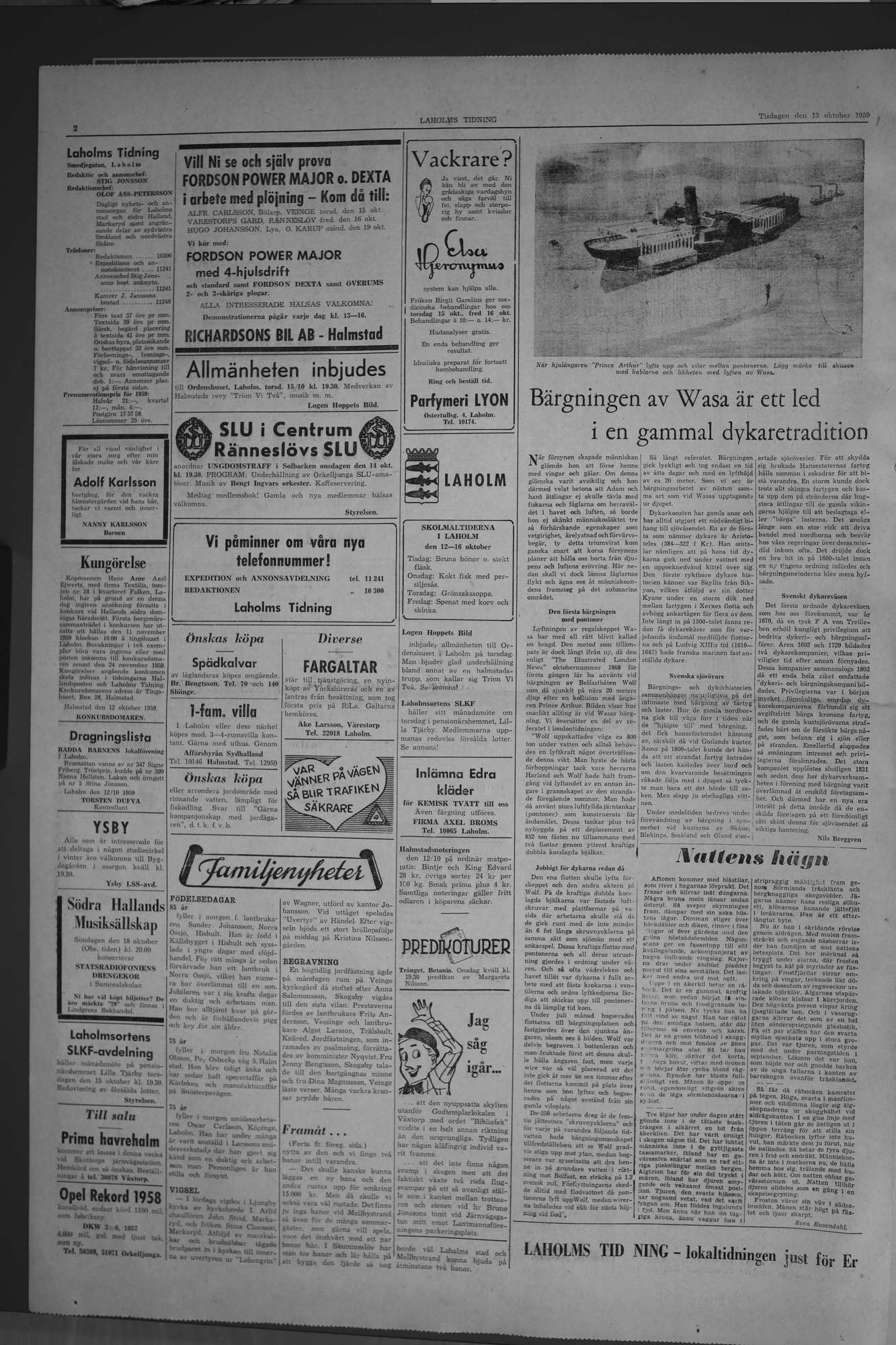 Laholms Tidning Tisdag 13 oktober 1959, sida 2