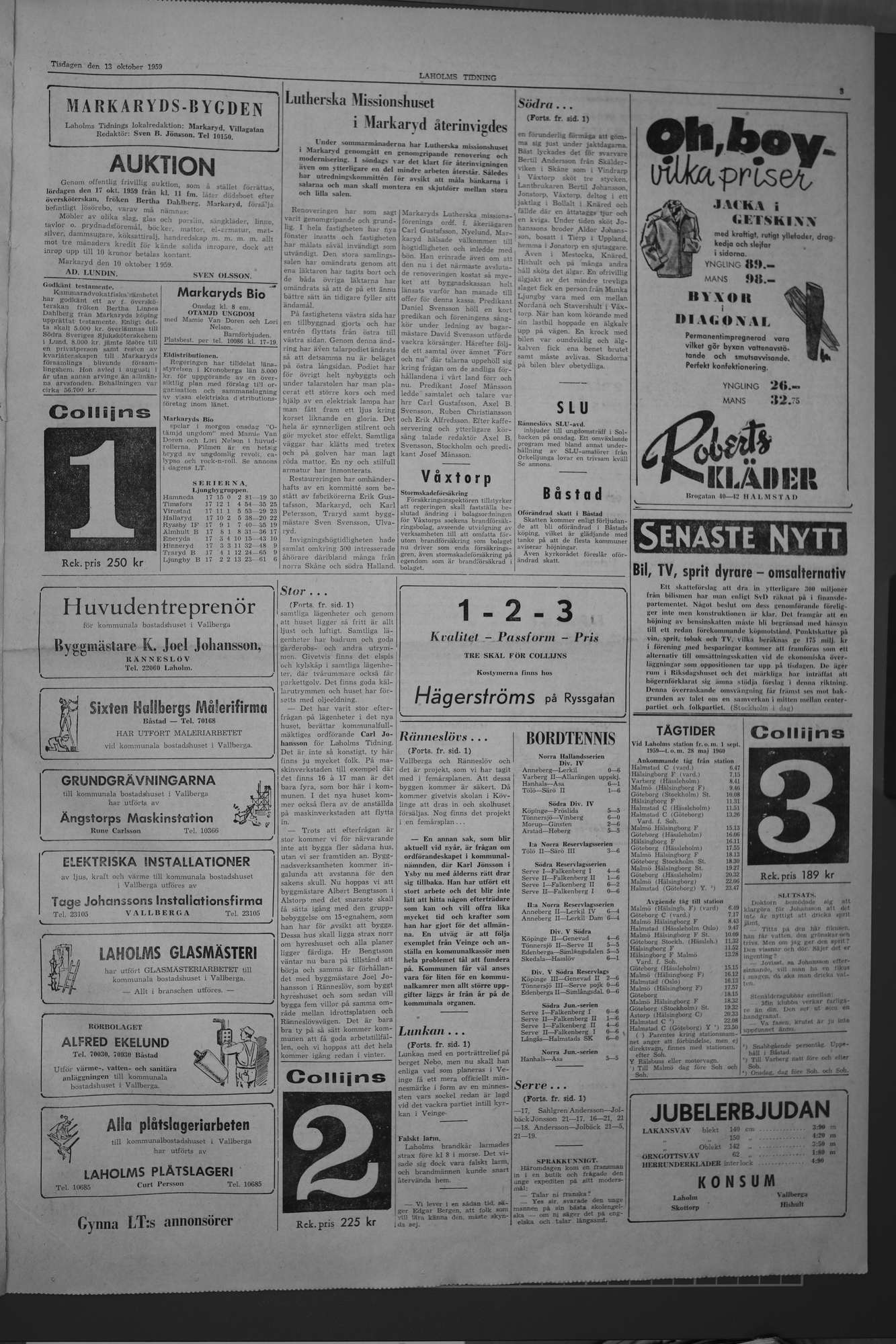 Laholms Tidning Tisdag 13 oktober 1959, sida 3