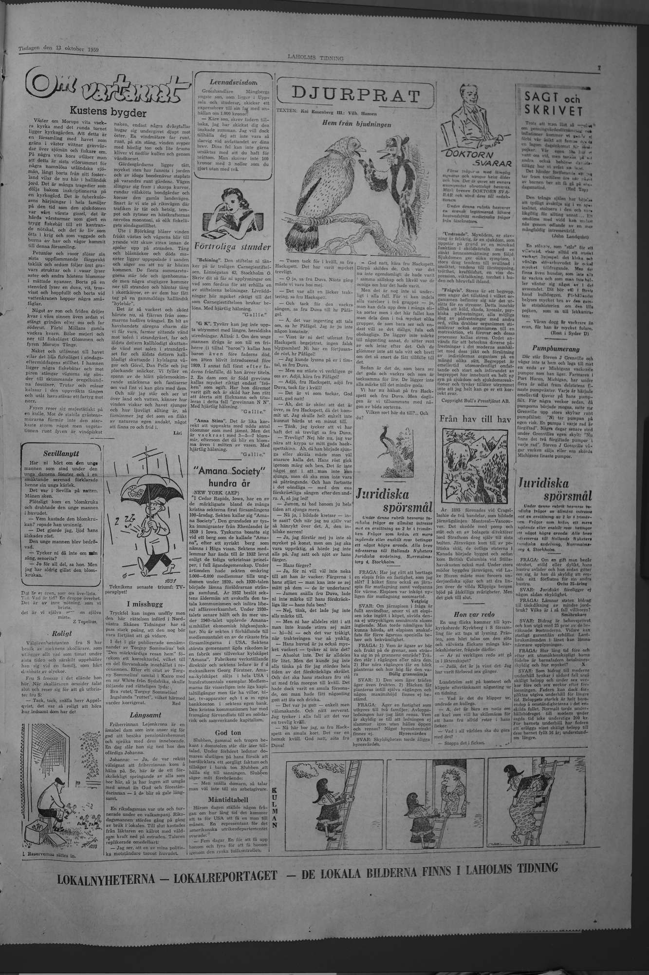 Laholms Tidning Tisdag 13 oktober 1959, sida 7