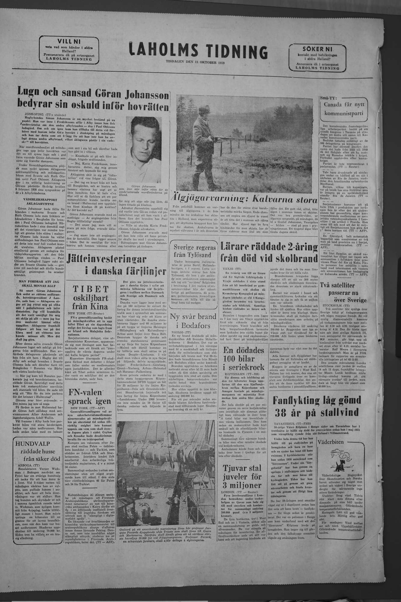 Laholms Tidning Tisdag 13 oktober 1959, sida 8