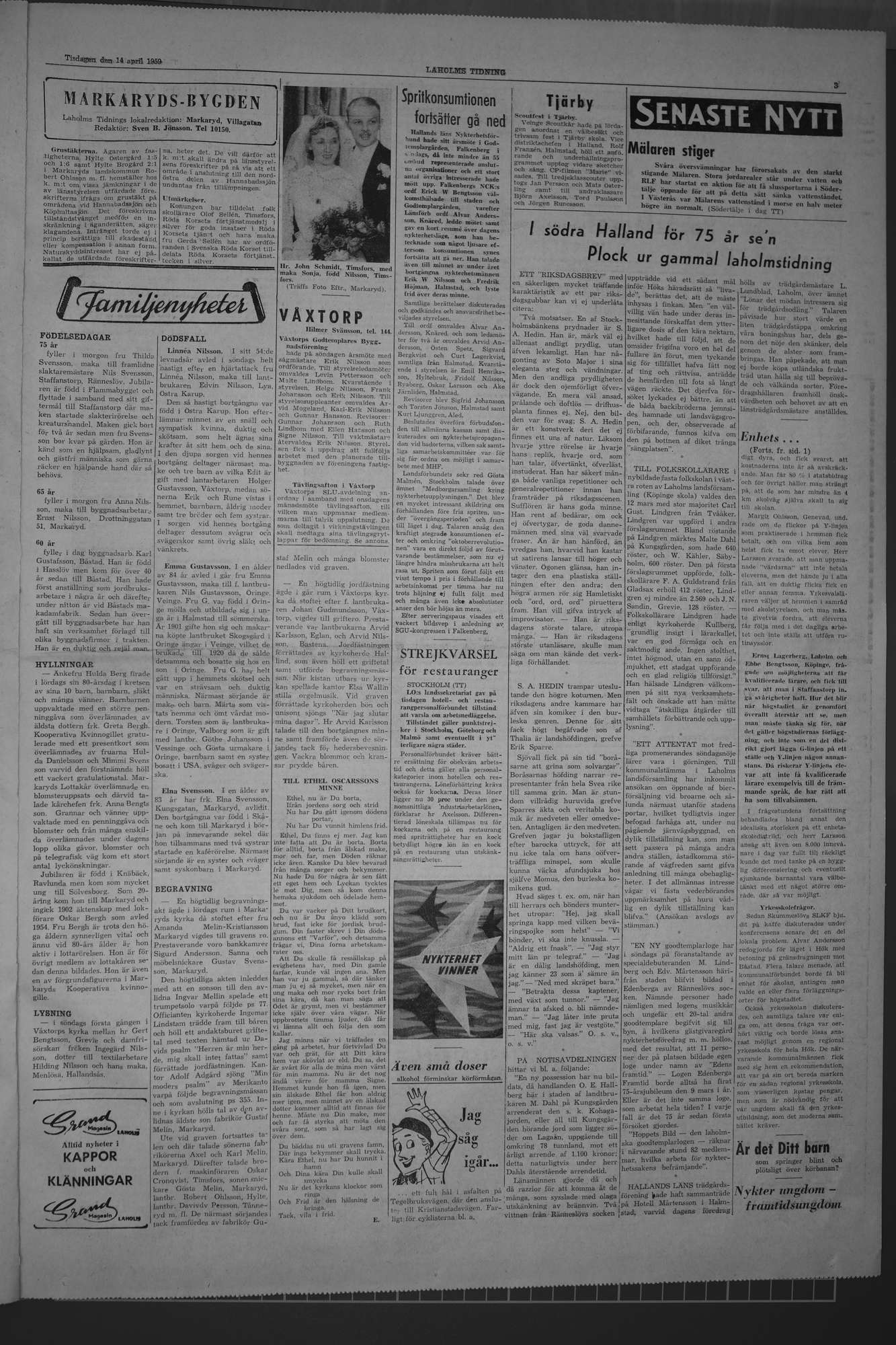 Laholms Tidning Tisdag 14 april 1959, sida 3