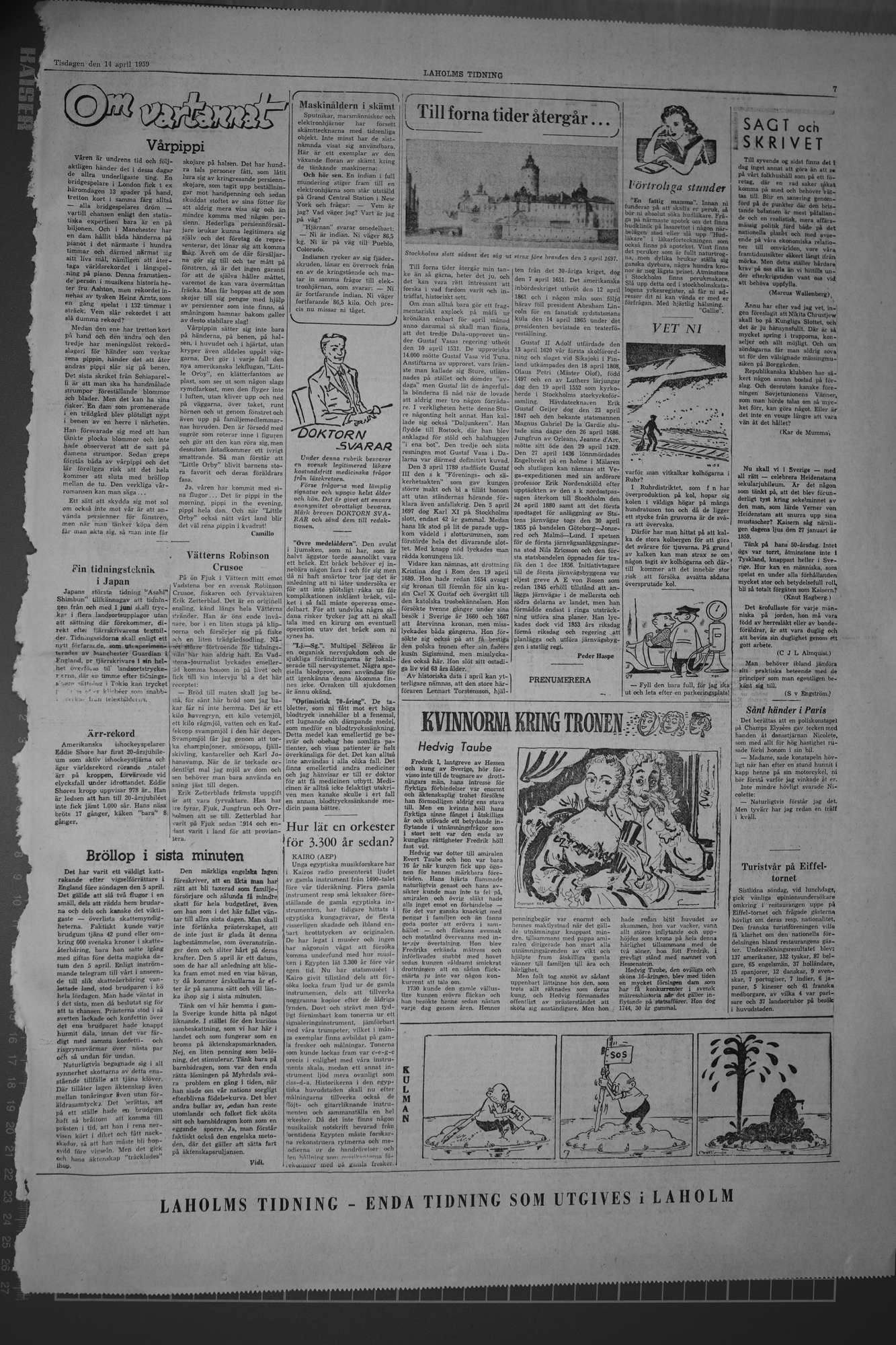 Laholms Tidning Tisdag 14 april 1959, sida 7