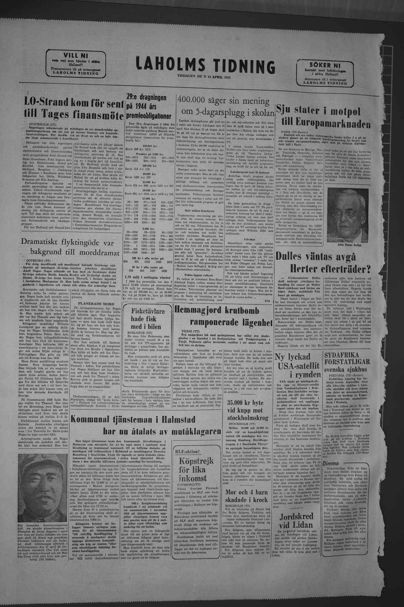 Laholms Tidning Tisdag 14 april 1959, sida 8
