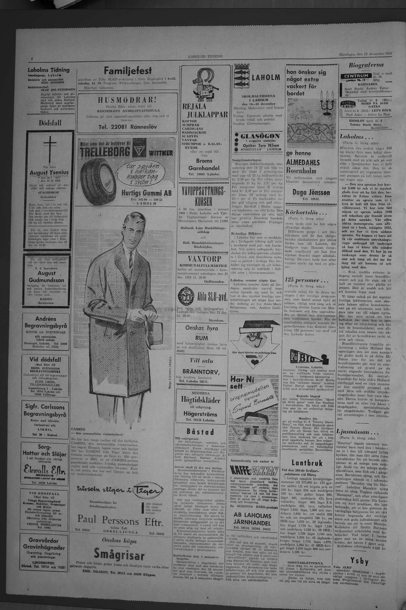 Laholms Tidning Måndag 14 december 1959, sida 2