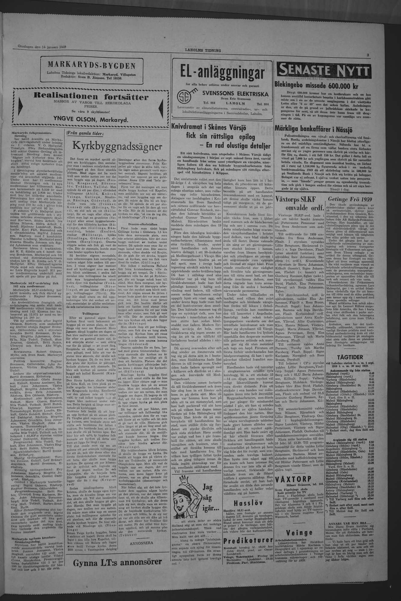 Laholms Tidning Onsdag 14 januari 1959, sida 3