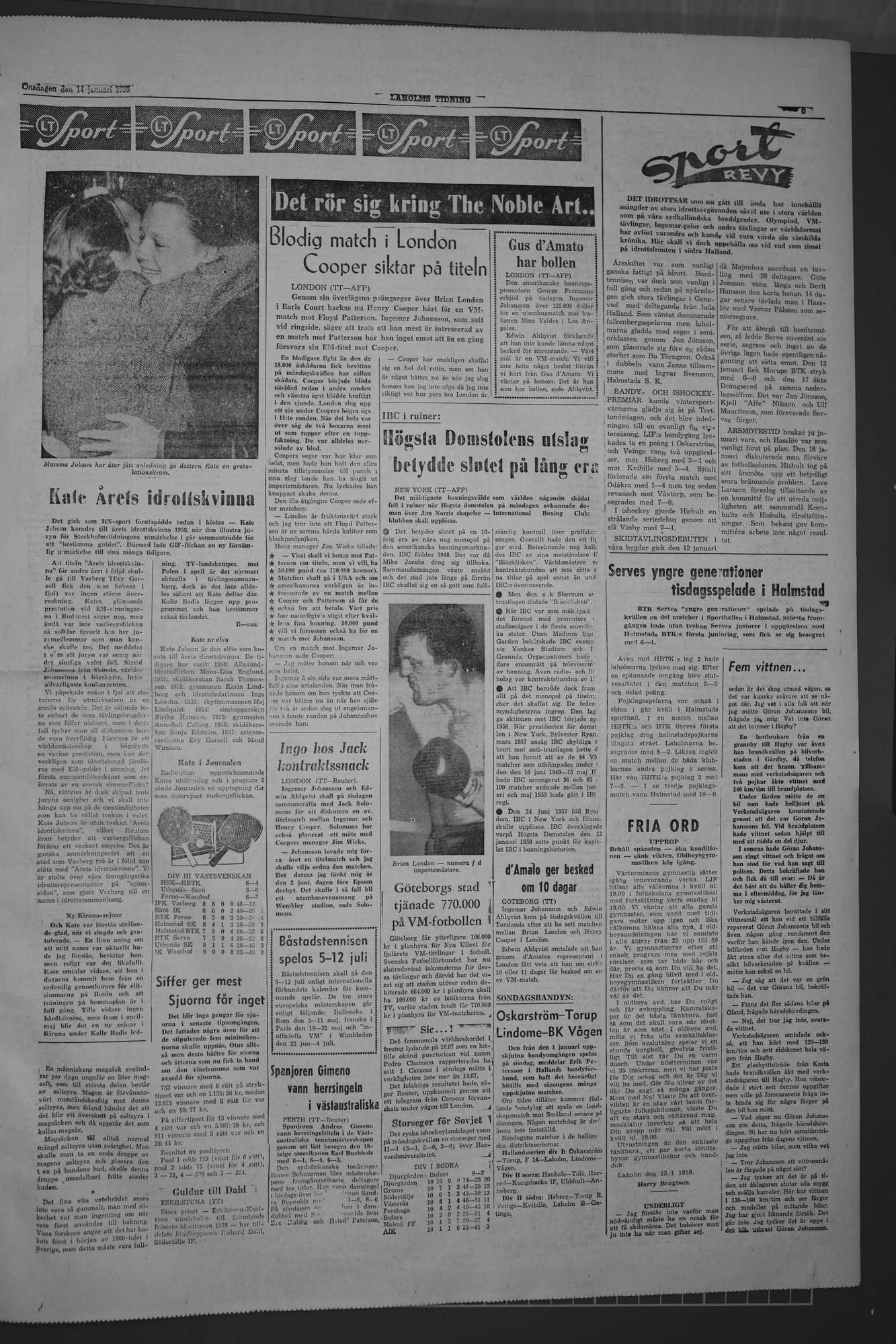 Laholms Tidning Onsdag 14 januari 1959, sida 5