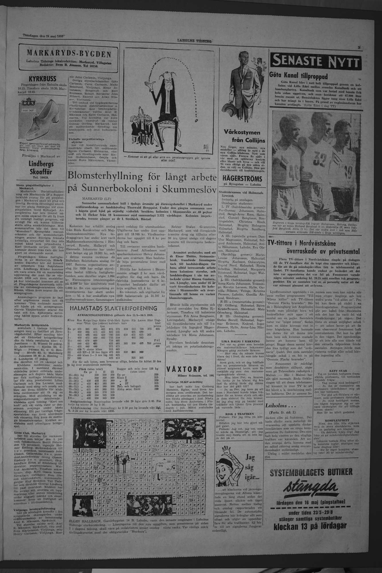 Laholms Tidning Torsdag 14 maj 1959, sida 3