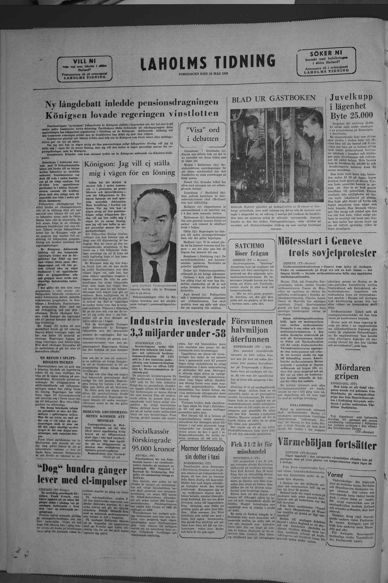 Laholms Tidning Torsdag 14 maj 1959, sida 8
