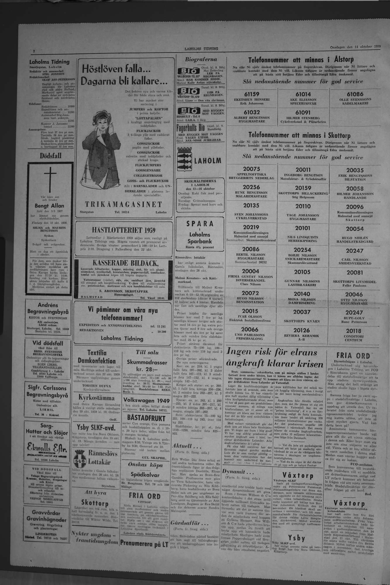 Laholms Tidning Onsdag 14 oktober 1959, sida 2