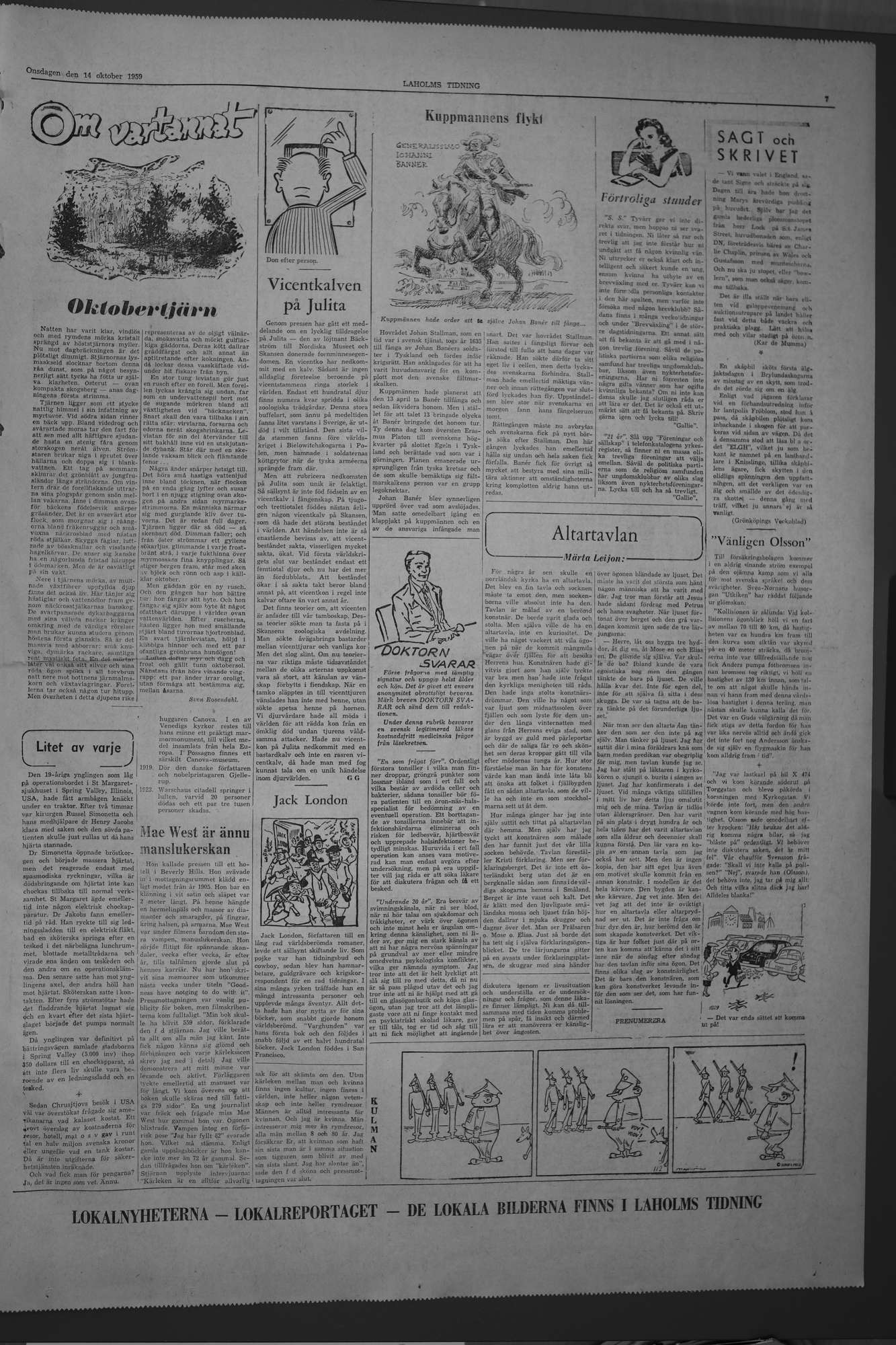 Laholms Tidning Onsdag 14 oktober 1959, sida 7
