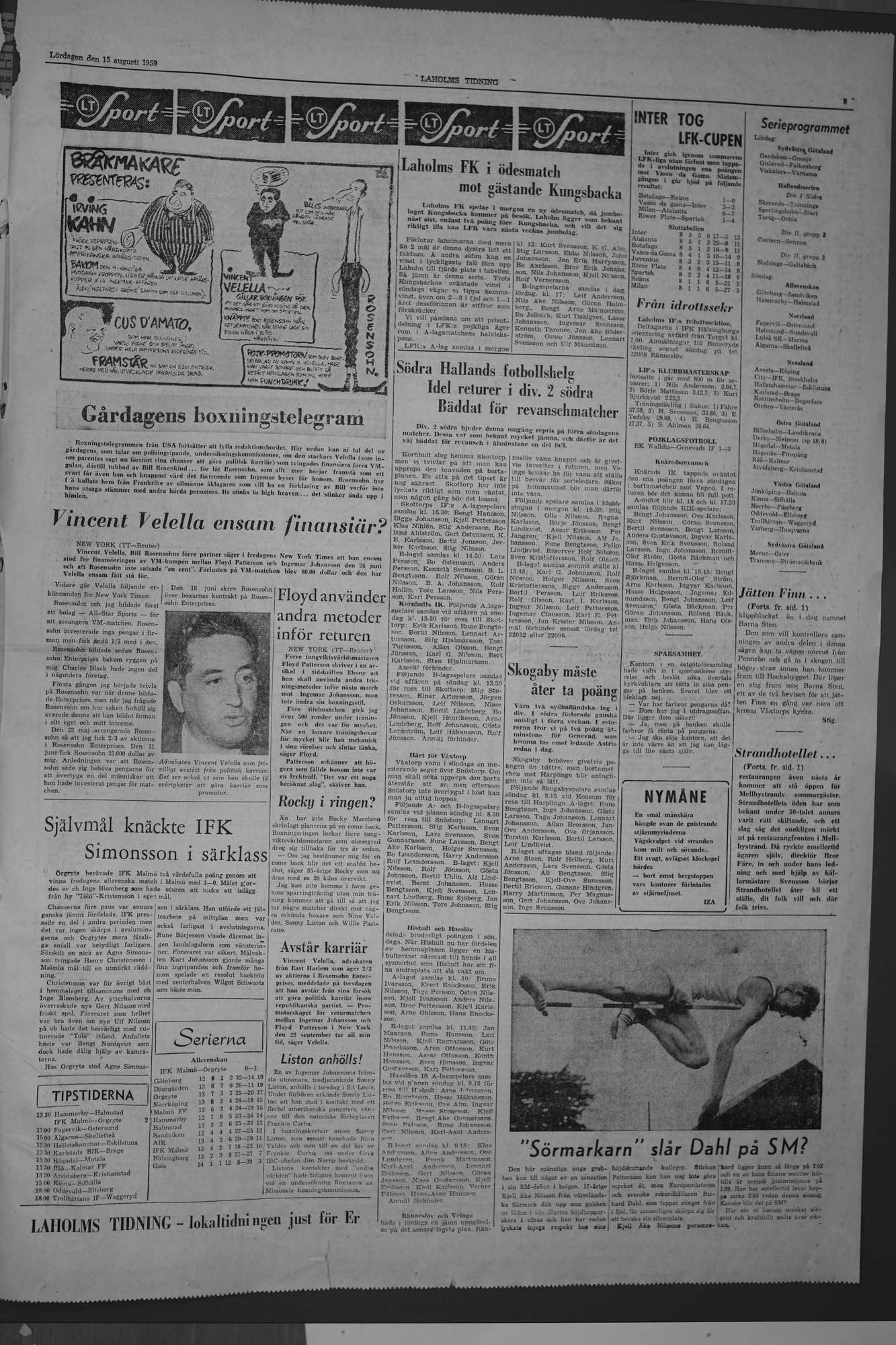 Laholms Tidning Lördag 15 augusti 1959, sida 5