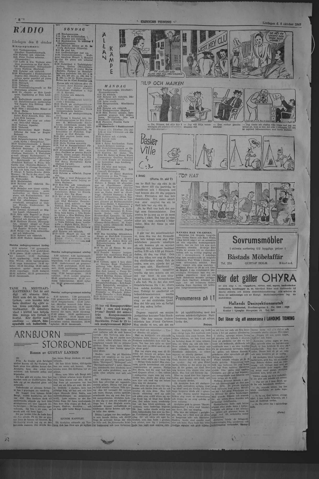Laholms Tidning Lördag 8 oktober 1949, sida 8