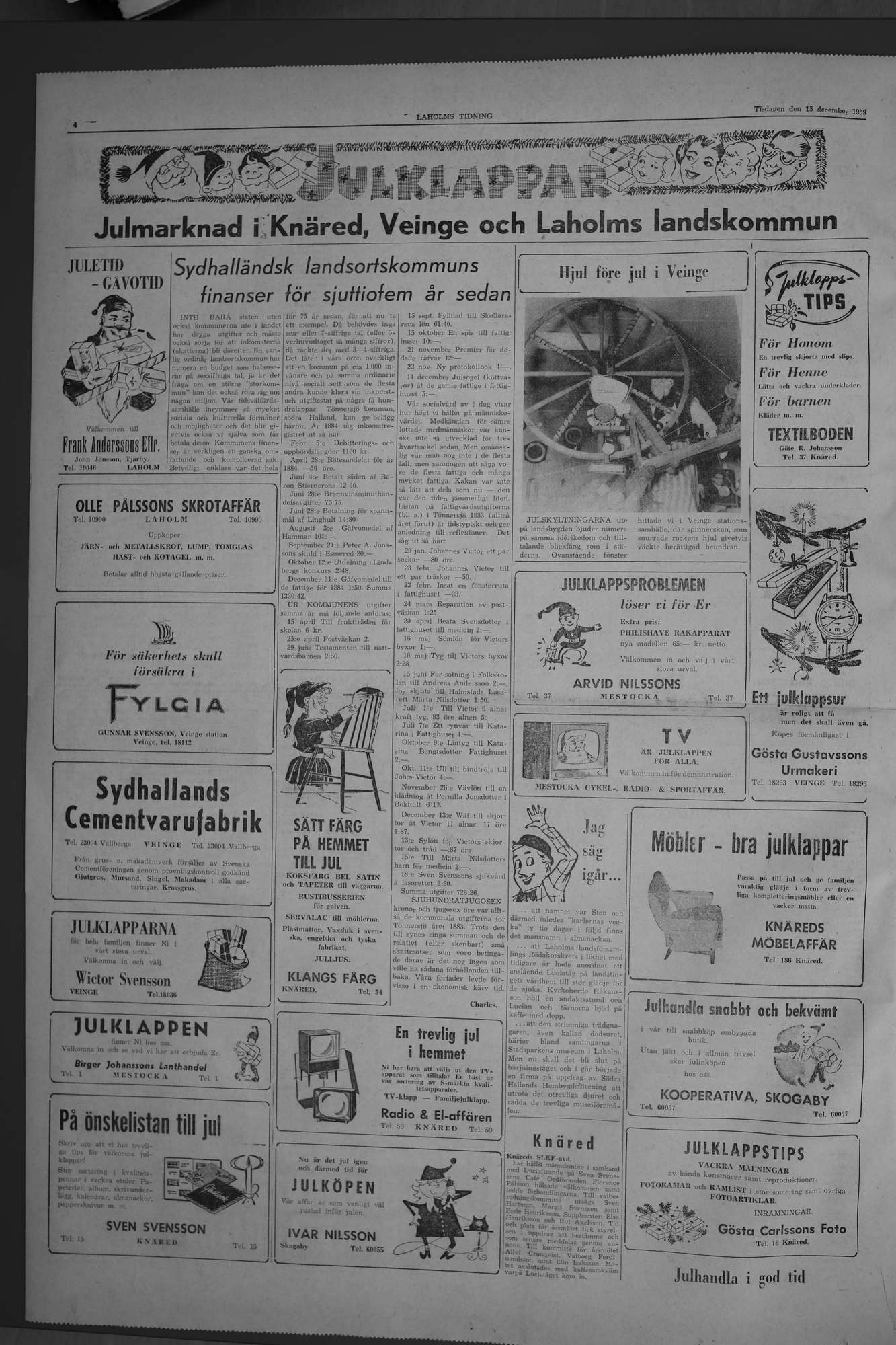 Laholms Tidning Tisdag 15 december 1959, sida 4
