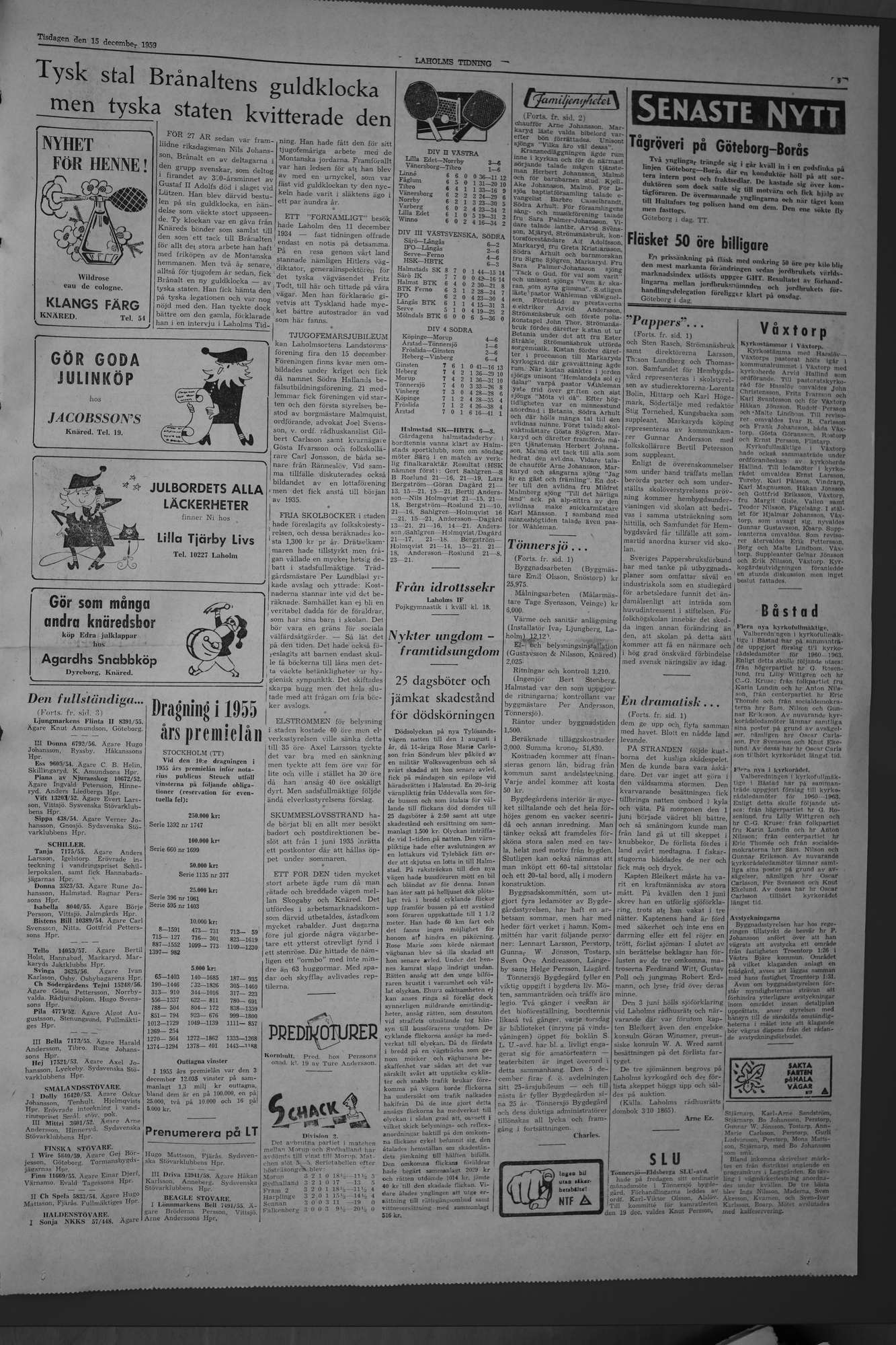 Laholms Tidning Tisdag 15 december 1959, sida 5