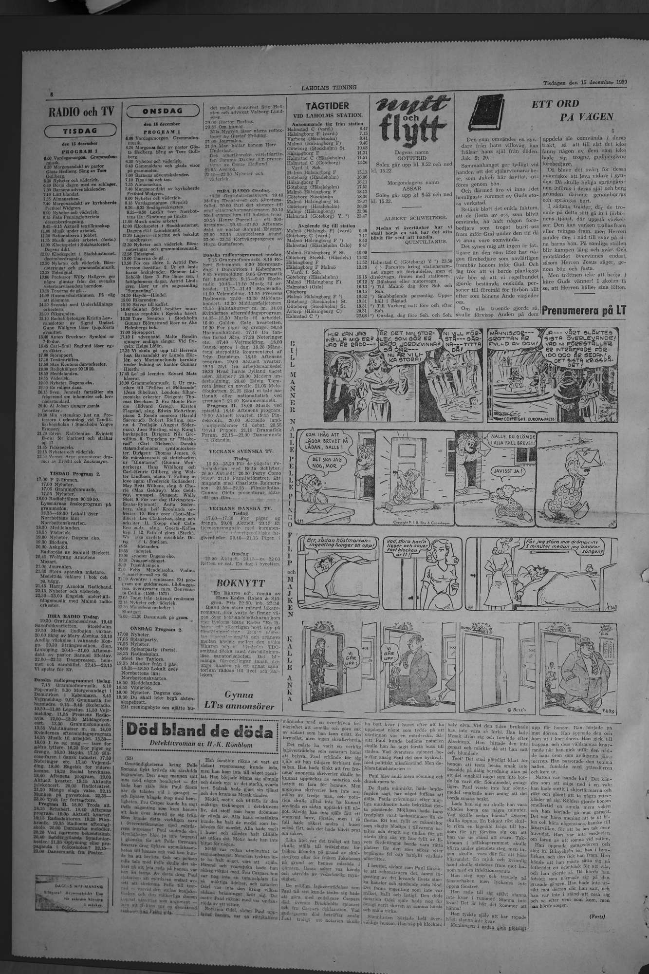 Laholms Tidning Tisdag 15 december 1959, sida 6
