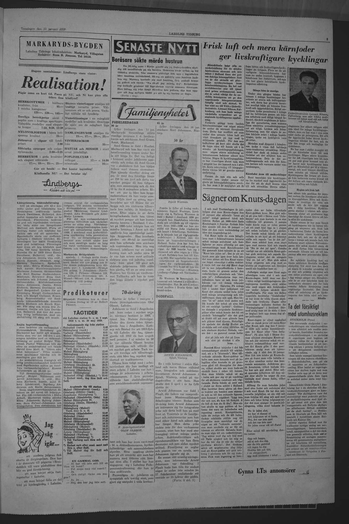 Laholms Tidning Torsdag 15 januari 1959, sida 3