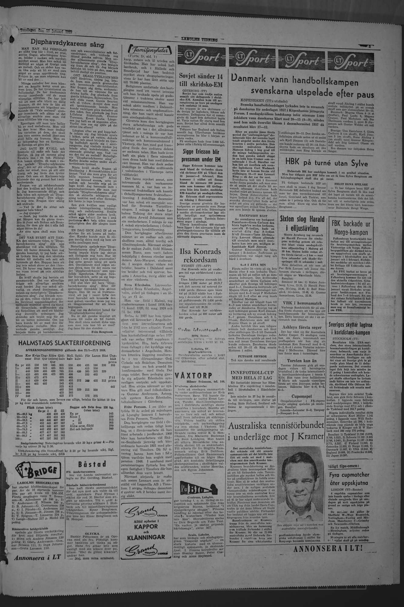 Laholms Tidning Torsdag 15 januari 1959, sida 5