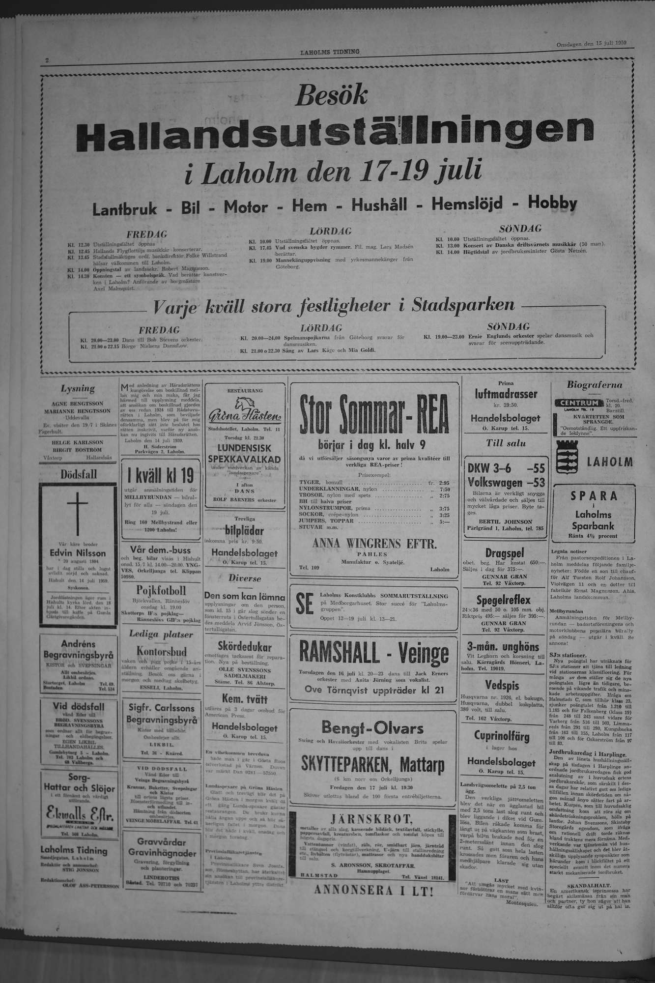 Laholms Tidning Onsdag 15 juli 1959, sida 2