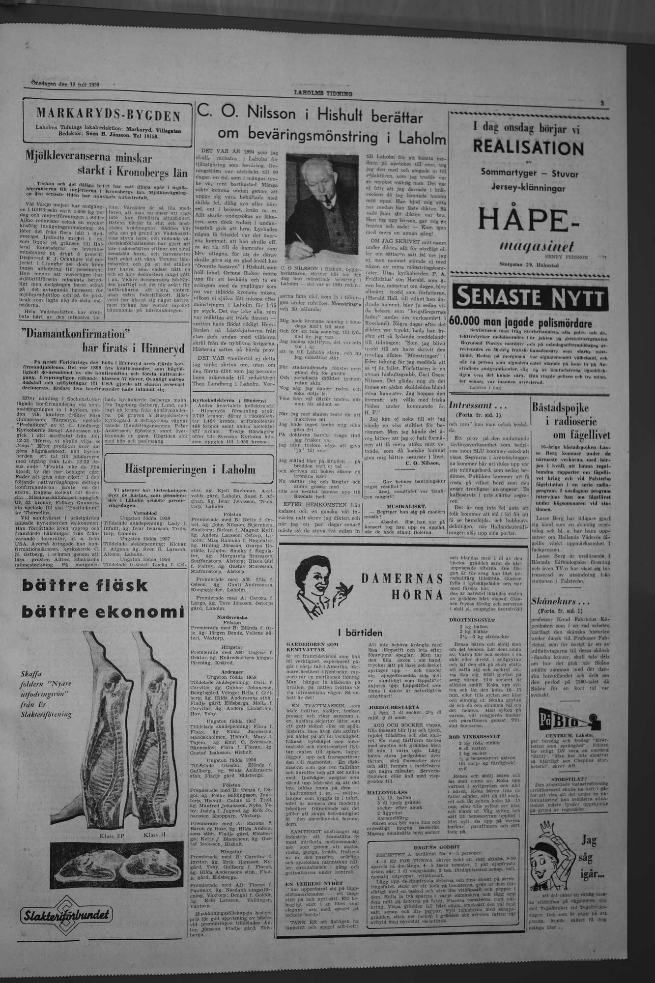 Laholms Tidning Onsdag 15 juli 1959, sida 3