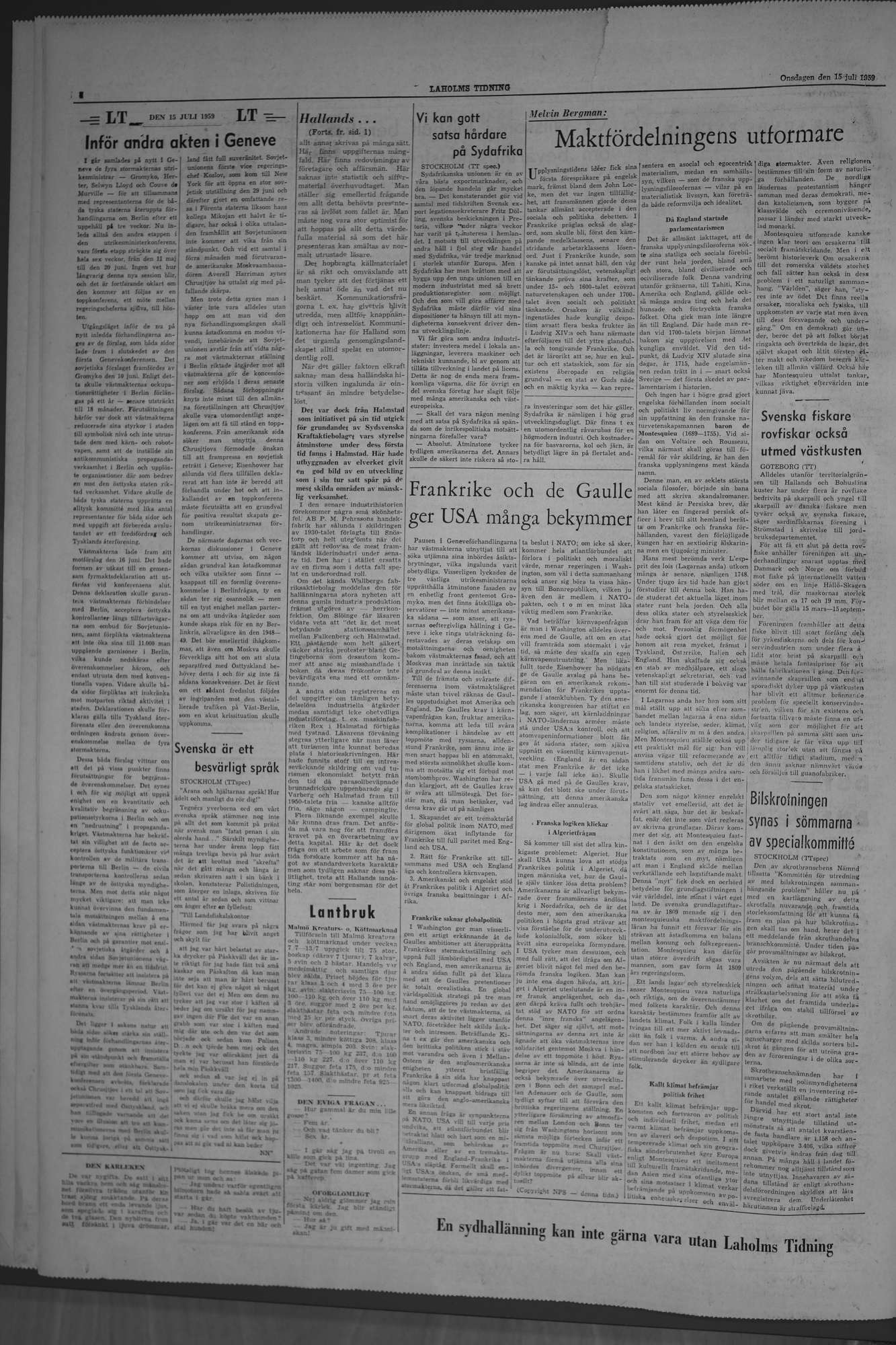 Laholms Tidning Onsdag 15 juli 1959, sida 4