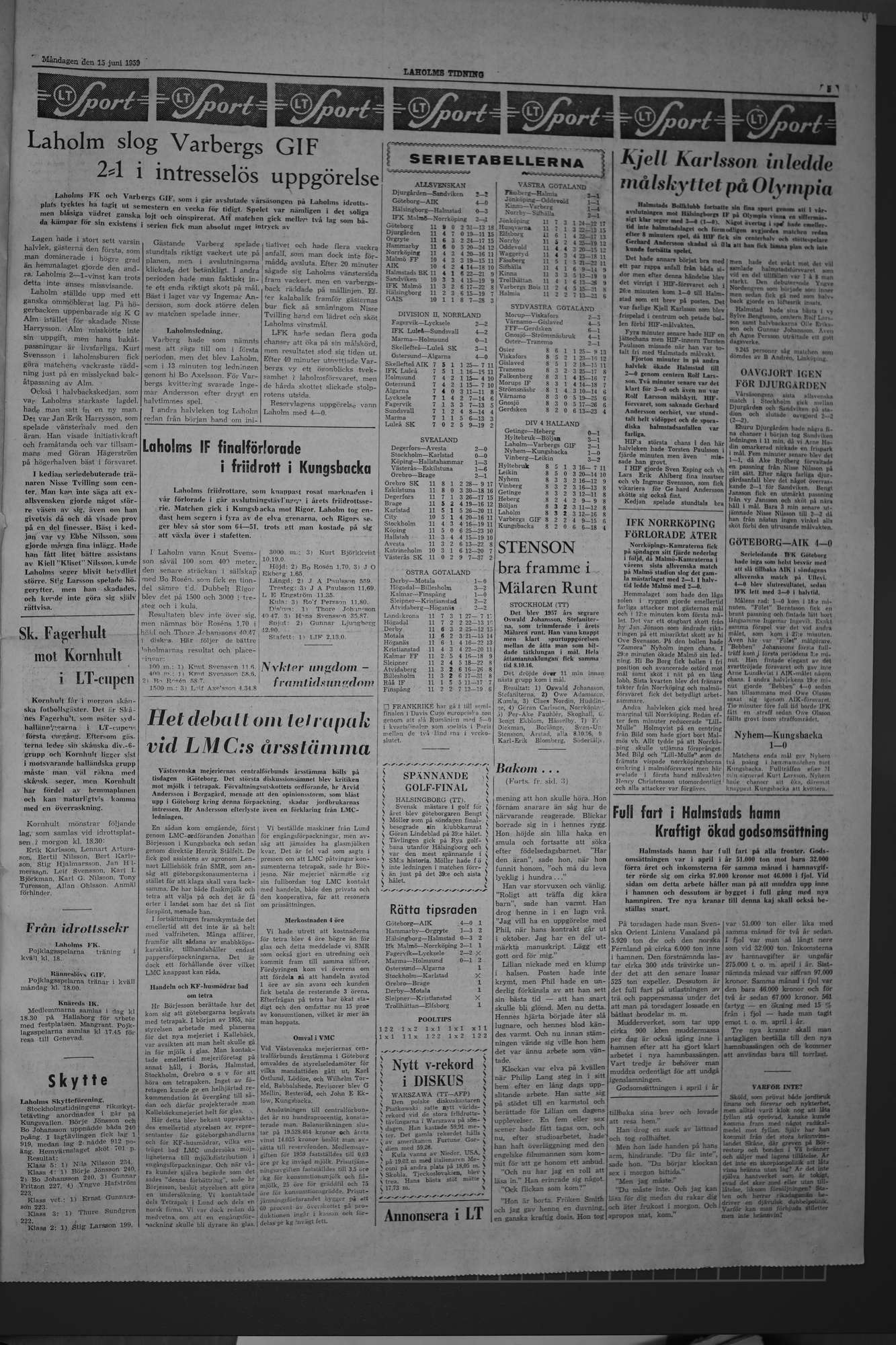 Laholms Tidning Måndag 15 juni 1959, sida 5