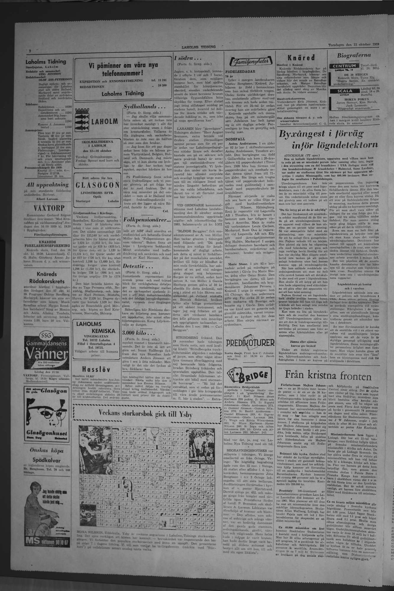 Laholms Tidning Torsdag 15 oktober 1959, sida 2