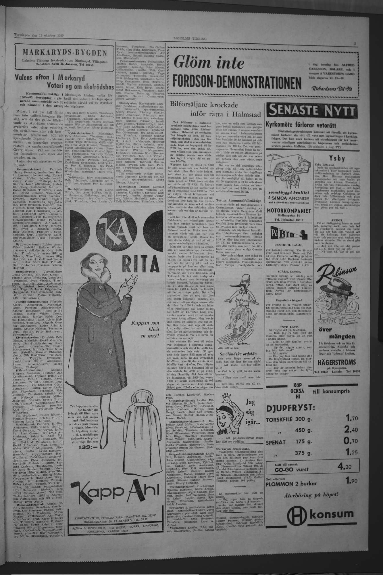 Laholms Tidning Torsdag 15 oktober 1959, sida 3