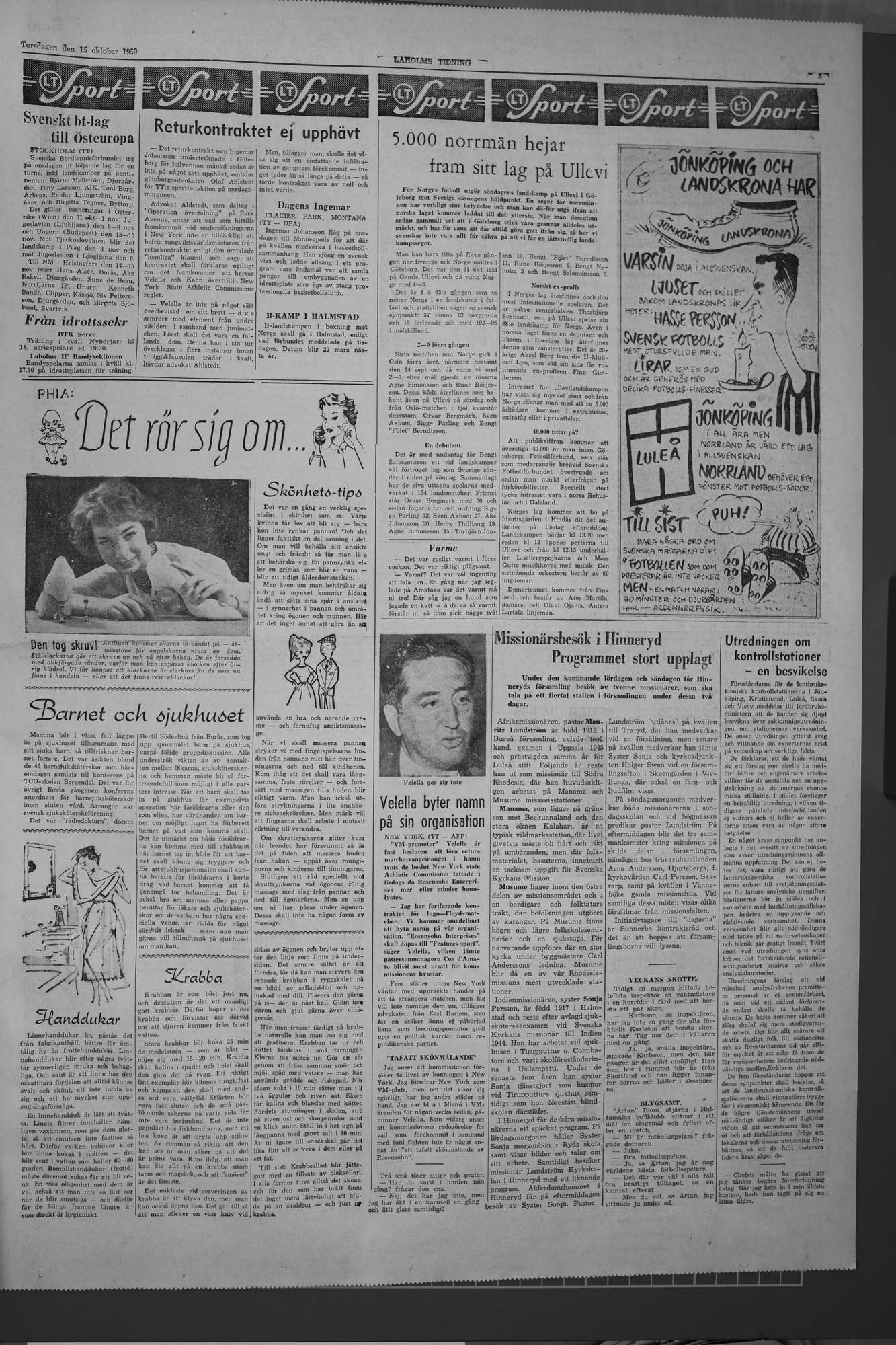 Laholms Tidning Torsdag 15 oktober 1959, sida 5