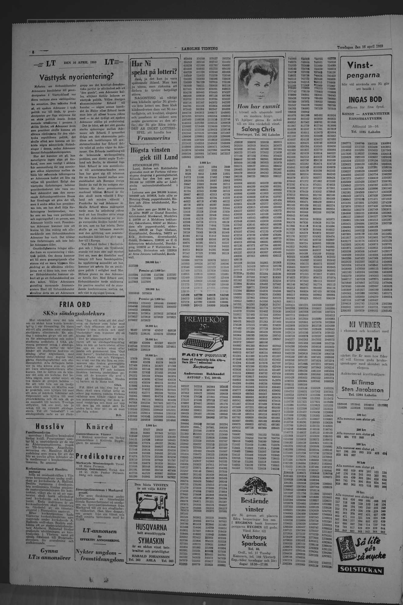 Laholms Tidning Torsdag 16 april 1959, sida 4