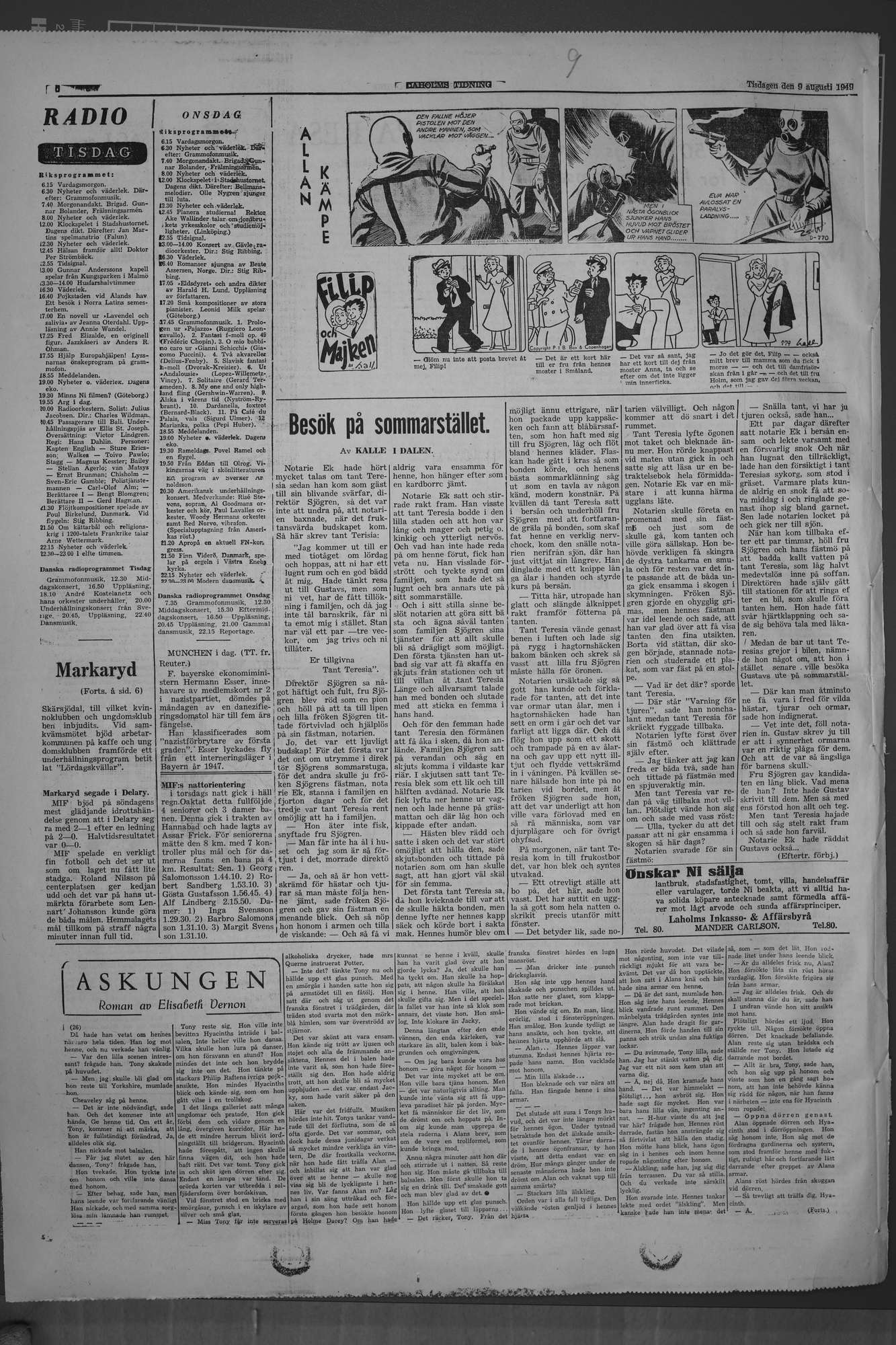Laholms Tidning Tisdag 9 augusti 1949, sida 6