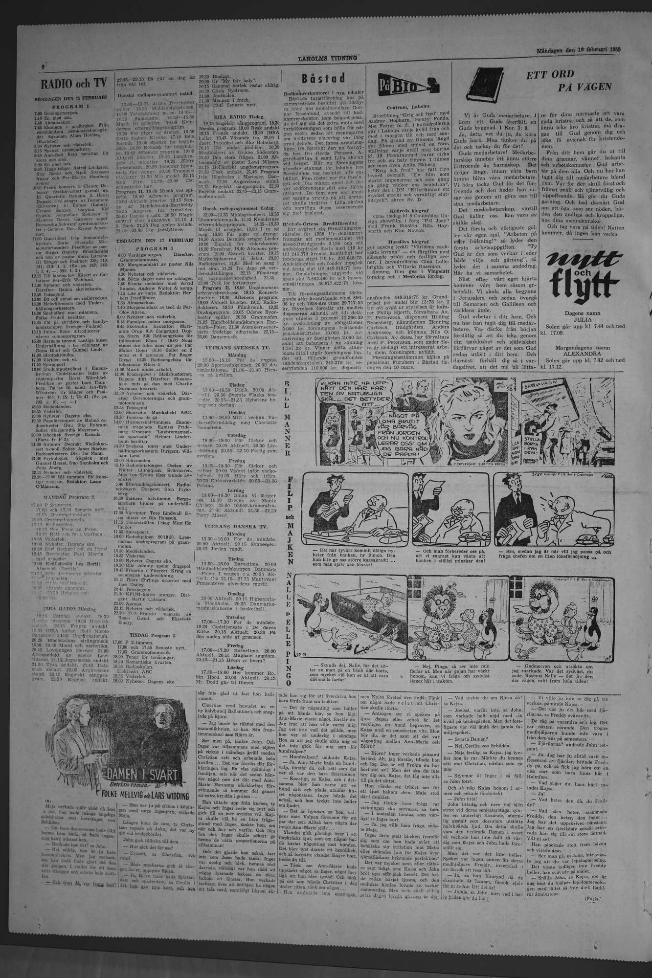 Laholms Tidning Måndag 16 februari 1959, sida 6