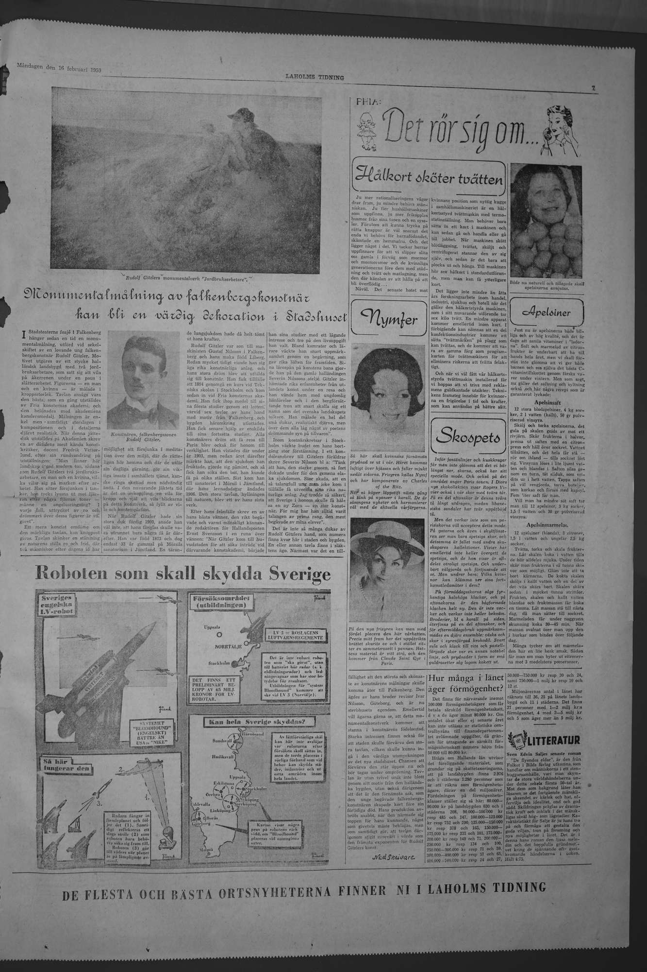 Laholms Tidning Måndag 16 februari 1959, sida 7